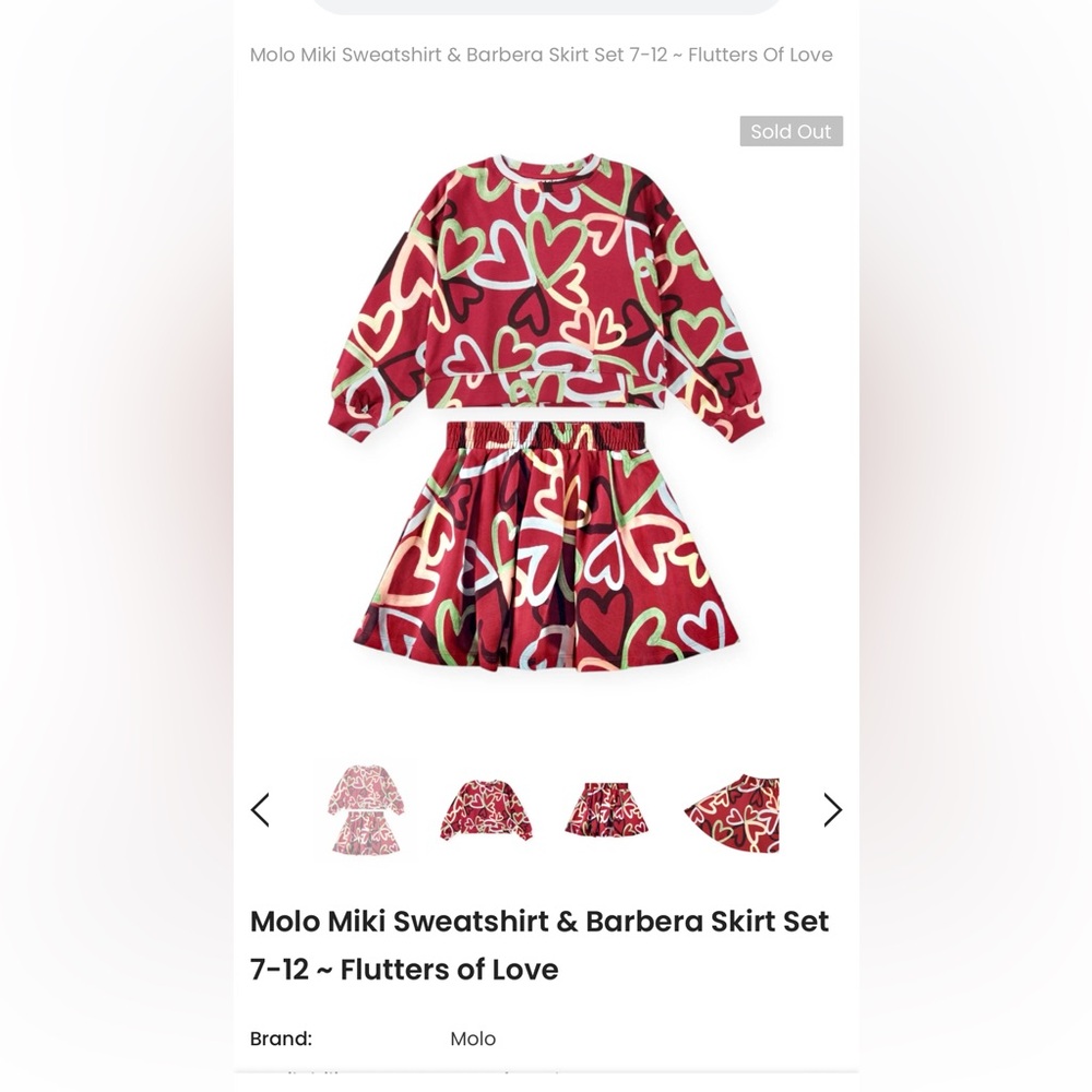 MOLO skirt and sweater set “flutters of love”